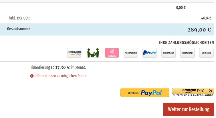 Ein Screenshot von Amazon Pay im JTL Shop